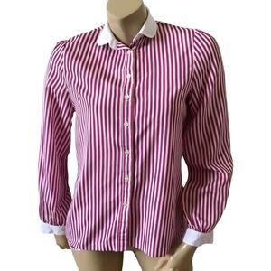 Austin Hill Pink White Striped Button-Up Shirt Size 6 Vintage
